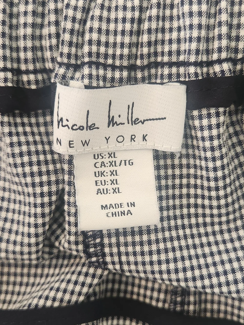 Nicole Miller Navy and White Gingham Tie Waist Shorts Size XL